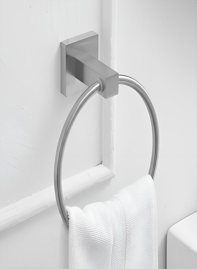 iBELL Round Towel Ring | Towel Holder for Bathroom, Kitchen & Washbasin | Napkin Holder with Chrome Finish - Silver - Image 1